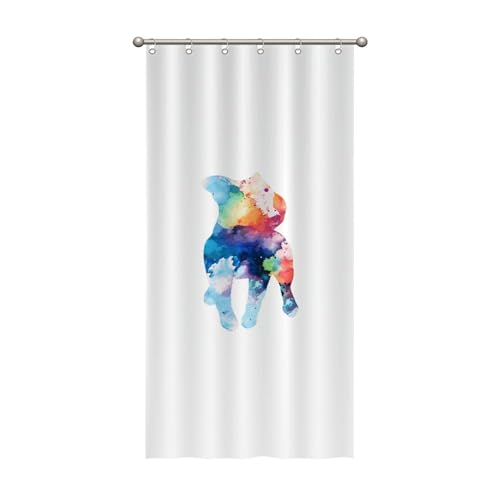 DreamAutumn Cortinas de ducha de 36 x 72 pulgadas, diseño de bulldog francés, cortinas de ducha de tinta colorida para baño, poliéster, impermeable, lavable a máquina, decoración del hogar