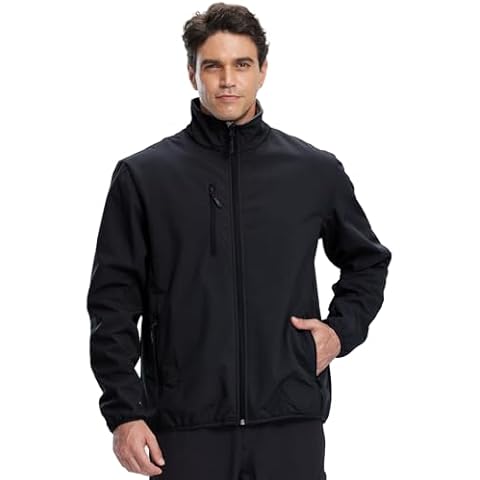 fit space Lightweight Softshell Jacket for Men Full Zip Golf Jacket Fleece-Lined Coat Windbreaker (Black, M) Cover