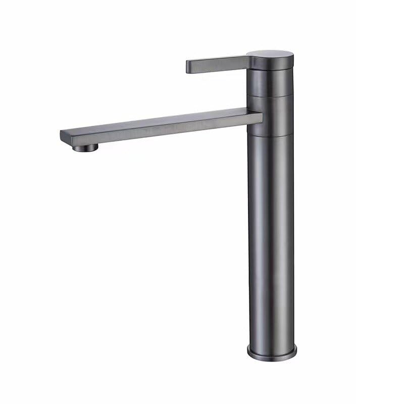 Robinet de lavabo de salle de bain gris argent à bec rotatif et mitigeur pont