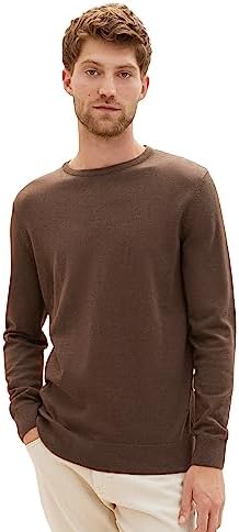 TOM TAILOR Męskie Sweter z dzianiny Basic Crewneck