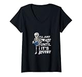 Femme Je vais juste attendre que ce soit calme Skeleton Teacher Cycle 3D T-Shirt avec Col en V