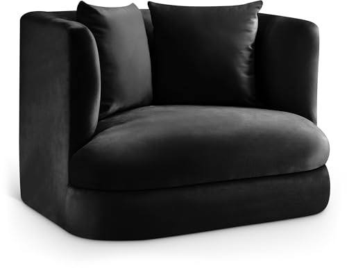 Sillón contemporáneo terciopelo negro ultra lujoso