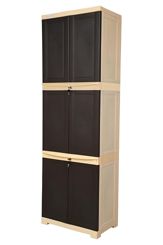 Image of Prima Viva-3 Plastic Storage Cabinet (Medium H 6 Ft x W 2 Ft x D 1.16 Ft) | 5 Compartments Multipurpose Organizer for Home & Office | Strong, Stylish & Spacious Cupboard for Clothes & Essentials