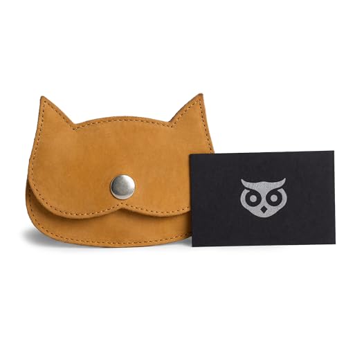 Image of Hide & Drink, Cat Shape Wallet Handmade from Full Grain Leather (Old Tobacco)