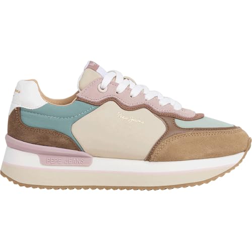 Pepe Jeans Tenis Rusper Combi W para Mujer, Marrón Arena Beige, 5 UK