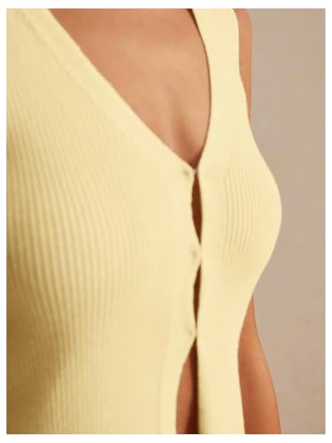 Image of GORGLITTER Women's Knit Top V Neck Sleeveless Button Up Sweater Vest Fall | Cute Summer Tops, Lightweight, Button Down, Business Casual, Work Office Shirts, Fashion Clothing