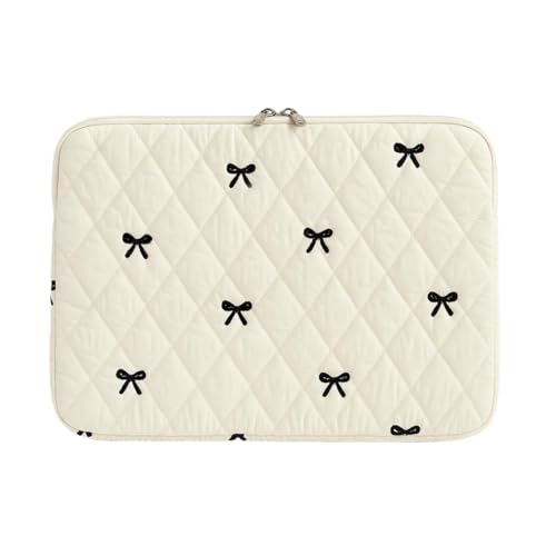 HICARRY Puffy Bow Laptop Hülle für 11 13 15 Zoll Laptop, Süße Aesthetic Laptoptasche Kompatibel mit MacBook Air M3 2024 M2 M1 MacBook Pro/Pro (Beige Schleife, 11 Zoll)