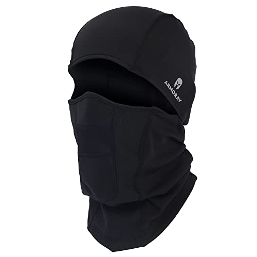 ARMORAY Máscara de esquí para Hombre, pasamontañas para Hombres y Mujeres, máscara de Invierno, Negro -, Large