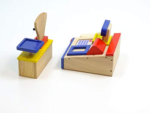 Unbekannt 2er Set Spielkasse und Kaufladen Waage aus Holz / Kasse mit integriertem Taschenrechner / Waage mit Gewichts… – Bild 5