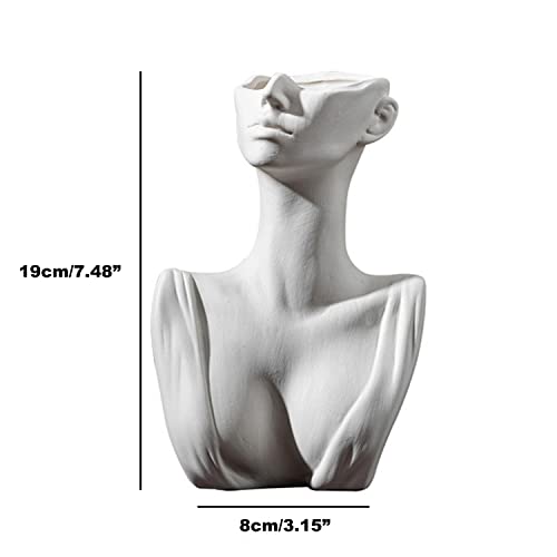 Ttantwfo 7.56'' Head Vase, Face Vase, Body Vase, Bust Statue, Morden Decor, Vases For Decor, Gifts For Women Man, Livingroom Home Decoration Table Center Piece (A) #TOP5
