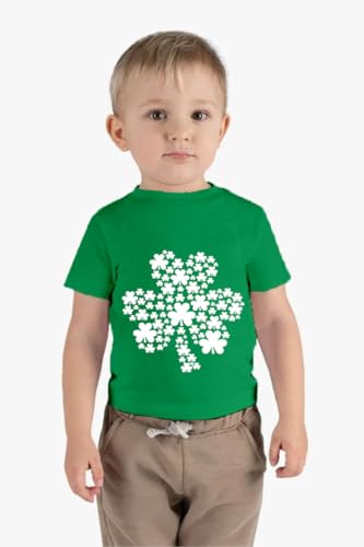 Kids St Patricks Day Shirt Boys Girls Irish Shamrock Clover Lucky Tractor Graphic Tees Toddler Short Sleeve T-Shirt Top Green4