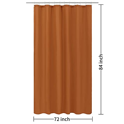 Image of ALYVIA SPRING Extra Long Fabric Shower Curtain or Liner Burnt Orange, 72x84 | 3 Magnets, Soft Cloth & Hotel Quality, Machine Washable, Light-Weight, Extra Long Size