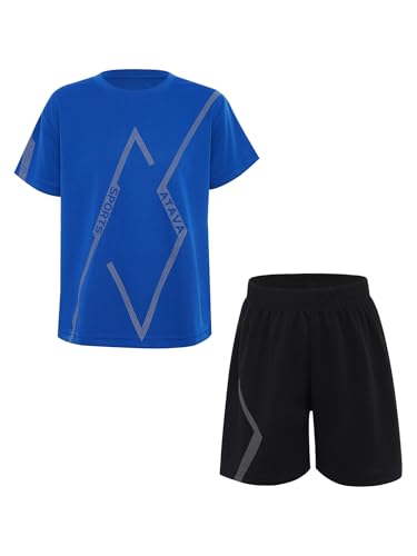Boys 2 Piece Sports Set Moisture-Wicking Activewear Short Sleeve T-Shirt and Shorts for Soccer Running3