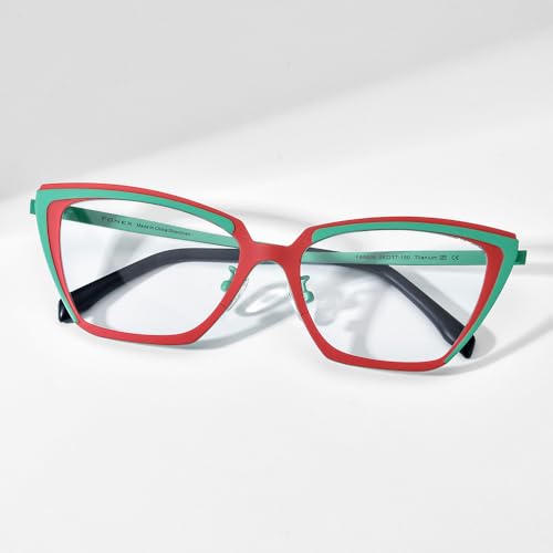 Image of FONEX Colorful Pure Titanium Glasses Frame Women Retro Round Eyeglasses