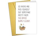 Nchigedy Hilarious Boss's Day Card for Men Women, Funny Birthday Card for Boss Coworker, Pick Yourself Out Something Pretty From The Office Supply Closet Card
