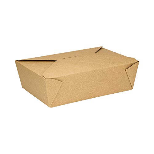 Karat FP-FTG76K 76 fl.oz. 7.8 x 5 X 2.4 Fold-to-Go Box #3, Kraft (Pack of 200)