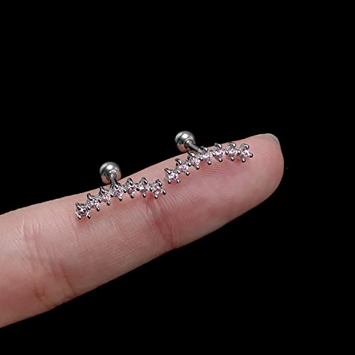 ZS Curve Seven Stud CZ Stud Earrings 316L Stainless Steel Ear Helix Conch Cartilage Piercing4