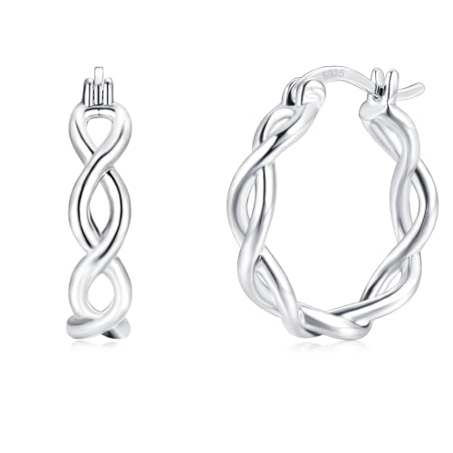 Cangall Créoles torsadées en argent sterling 925 pour femme - Avec zircone cubique 5A - Hypoallergéniques - 20 mm - Dormir à l'infini - Pour le cartilage - En argent...