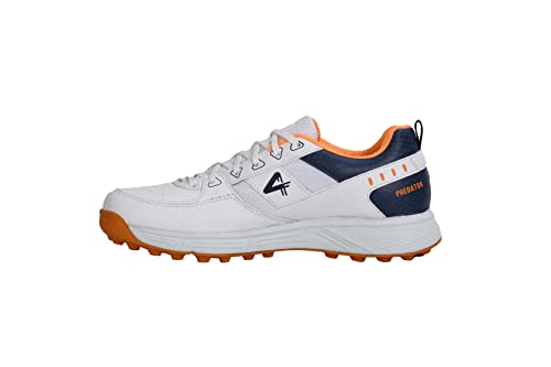 Image of SEGA Predator Cricket Shoes by Star Impact Pvt. Ltd. (White Orange, Numeric 7)