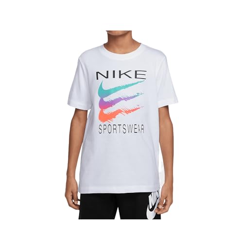 Nike Sportswear Big Kids' T-Shirt (White, HM5853-100)