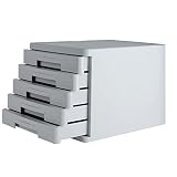 LCSHAN Cabinet De Classement De Bureau 5 Couches Type De Tiroir en Plastique De Classement Boîte De Tri De Meuble De Classement 26.5 * 34.4 * 24.9cm (Color : Grey)