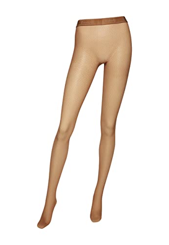 Image of Wolford Twenties Econyl Fishnet Tights for Women Sustainable Small Net Pantyhose with Matte Finish and Logo Waistband