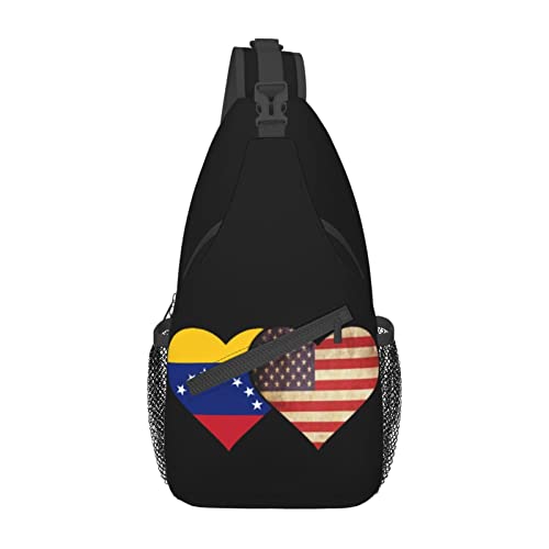 Mochila bandolera unisex con bandera de Venezuela y USA miniatura 2