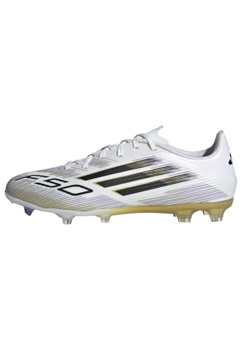 Adidas Unisex-Adult F50 League Firm Ground, White/Black/Gold Metallic, 10.5