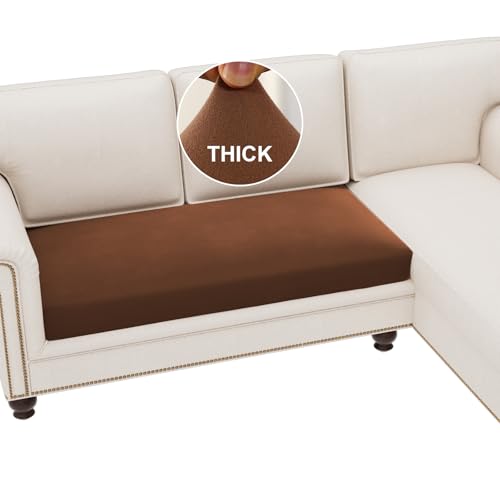 H.VERSAILTEX Fleece Couch Cushion Covers Stretch Loveseat Covers for 2 Cushion Couch Loveseat Covers Comfortable and Durable Fabric (2 Seater Cushion Cover, Grey)