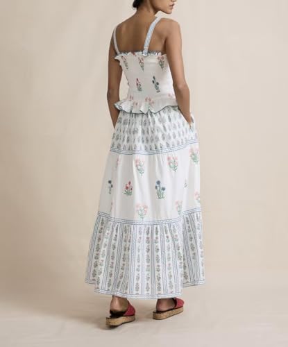 Image of Women Y2k Boho Maxi Dress Tie Shoulder Backless Strappy Tiered Flowy Dress 2024 Summer Floral Beach Sundress