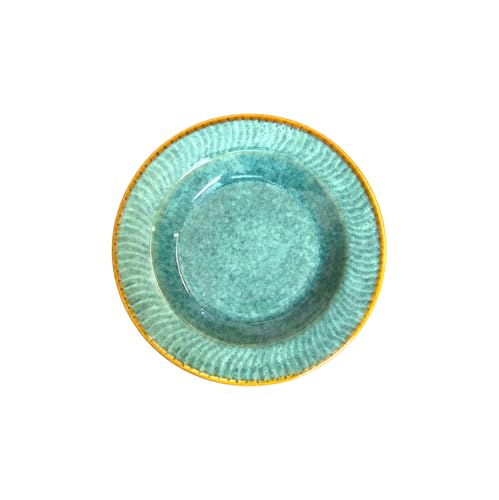 Image of Premium Pasta Plate, Ceramic Plate for Pasta, Large, Round & Deep Dish, Microwave & Dishwasher Safe, Handmade Stoneware, Elegant Tableware for Every Occasion, Ocean Blue, 9.5 Inch