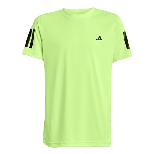 adidas Boy's Boys Club Tennis 3-Stripes T-Shirt, Lucid Lemon, 5-6 Years