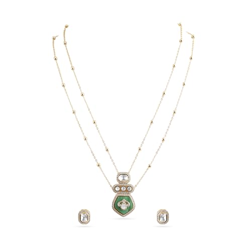 Image of Rubans Necklace Set Gold Plated Traditional Stylish Floral Theme Jewellery Gift for Women & Girls