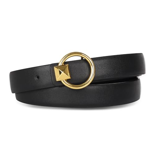 Image of Aurolran Women's Leather Belt with Buckle - Ideal for Dresses, Jeans, and Coats