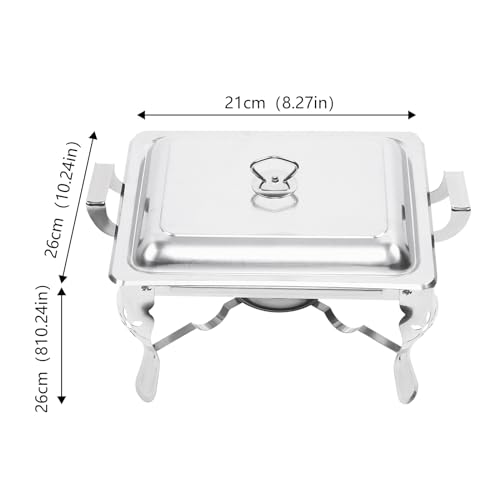 HuKaiL 6L Edelstahl Warmhaltebehälter, Speisewärmer Chafing Dish mit Ständer, Warmhaltegerät Buffetwärmer für Cafeterias, Hotel, Schulkantinen, Bankette, 26 * 21 * 26cm – Bild 4