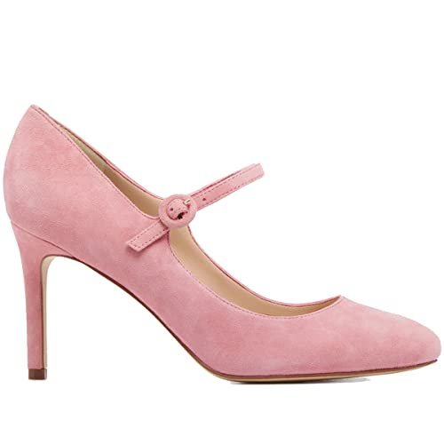 LEHOOR Women High Heels Mary Jane Shoes Pumps Round Closed Toe Ankle Strap Dress Sandals 3" Stilettos Suede Mary Jane Heels Bridal Wedding Evening Party Shoes Office Ladies Work Pump Elegant 4-11 M US2