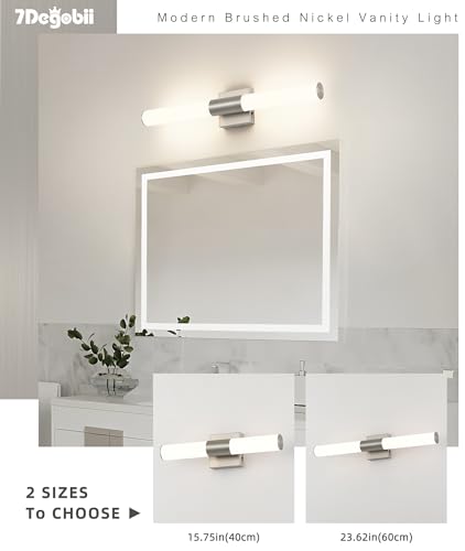 Image of Brushed Nickel Bathroom Light Fixture 5CCT Dimmable 18W Led Bathroom Vanity Lights Over Mirror Modern Bath Lights for Mirror