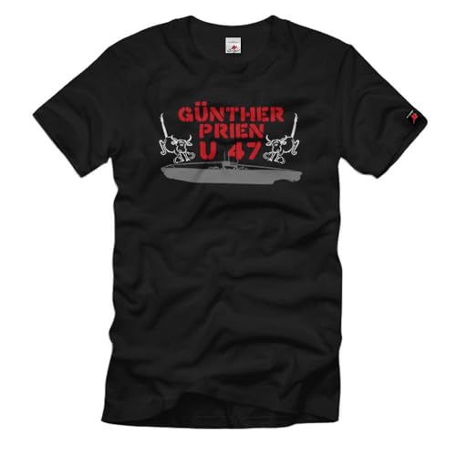 T-shirt Marine Uboot 47 WK WH Günther Prien Noir 3XL