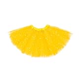 Century Star Sparkle Yellow Tutu for Toddler Girls Tulle Ballet Skirts Princess Tutus for Baby Kids Infant 3 Layers Halloween Christmas Dress up Birthday Party Festival 2-8 Years