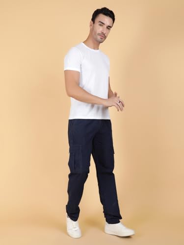Image of KOTTY Men's Streetwear Style Utility Cargo Pants with Drawstring Waist and Flap Pockets