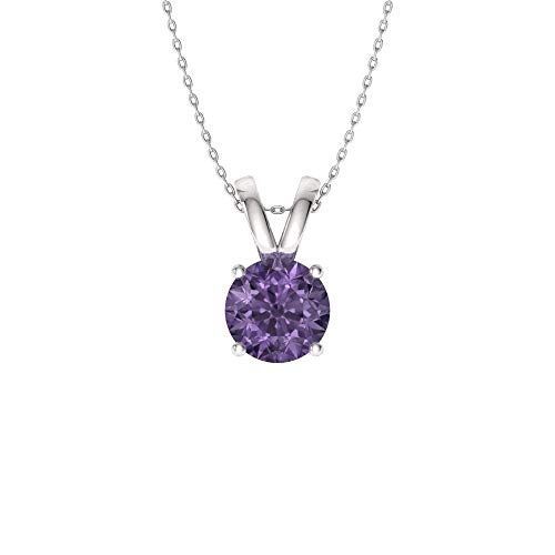 Diamondere Certified Iolite Solitaire Necklace in 14k White Gold | 0.40 Carat Pendant with Chain
