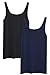 NIKIBIKI Women Seamless Basic Jersey Tank Top, Made in U.S.A, One Size (2 Pack: Black, Navy)