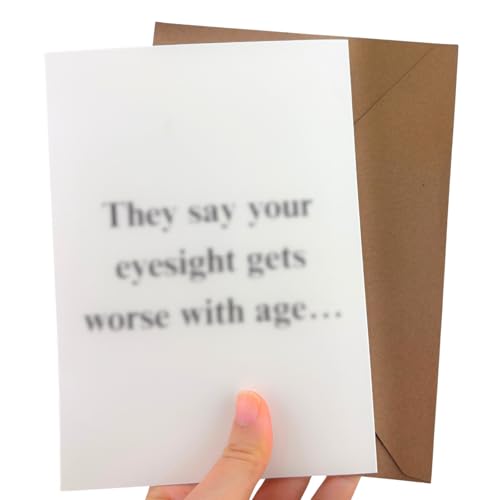 TriluckyDeco Funny Birthday Gifts for Adults – Over the Hill 40th 50th 60th 70th Age Joke, 40 50 60 70 Getting Old Eyesight Blurry Text Gag Greeting Card for Him Her Mom Dad Friend, Catty Snarky Humor