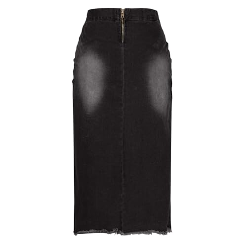 FZYLQY Trendy Slit Skirt Denim Skirts Women's Laceup Slit Front Bodycon Jean Skirts Stretchy Slim Fit Jean Long Pencil Skirt3