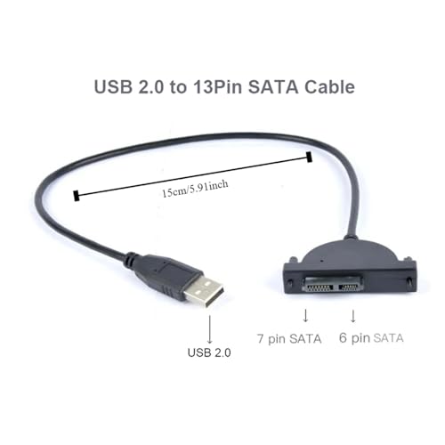 Cable Adaptador USB 2.0 a MI NI Sata 15 cm Negro miniatura 7