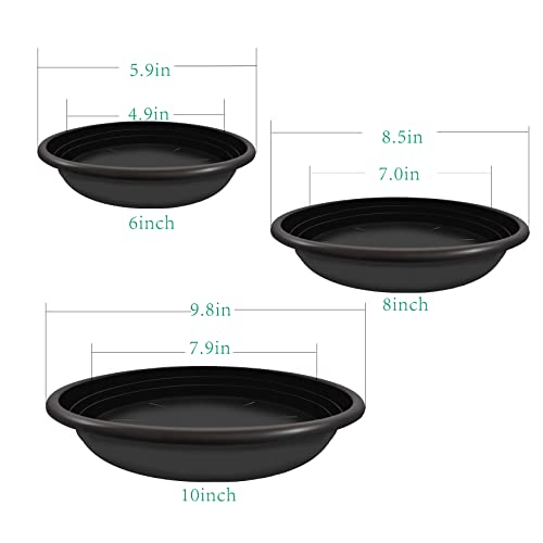 Qcyohoo 12 Pack Plant Saucer Plastic Plant Trays Flower Plant Pot Saucer Heavy Duty Sturdy Drip Trays For Indoor Outdoor Garden (6/8/10 In) #TOP1