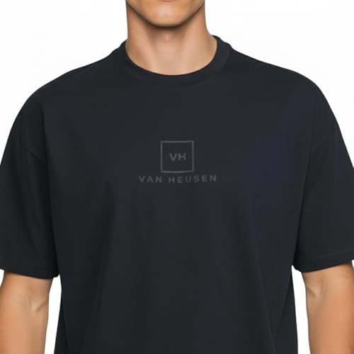 Image of Van Heusen Men's Premium Cotton Oversized Drop Shoulder Brand Logo T-Shirt