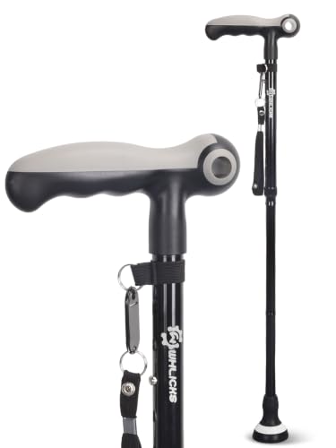 Image of WHLICKS Walking Cane for Men & Woman,Foldable Heavy Duty Cane | 300-lb Capacity,Ergonomic Grip,All Terrain Tip, Adjustable ,Collapsible ,Lightweight, Walking Sticks for Seniors & Adults