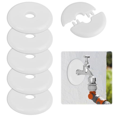 TNJPSEK 6 Pack Plumbing Wall Cover Plate, Self-Adhesive Wall Split Flange Round Escutcheon Plate Buckle, Escutcheon Plate for Faucet Toilet Ceiling Kitchen Water Supply Line (Fit for Dia Less 17mm)