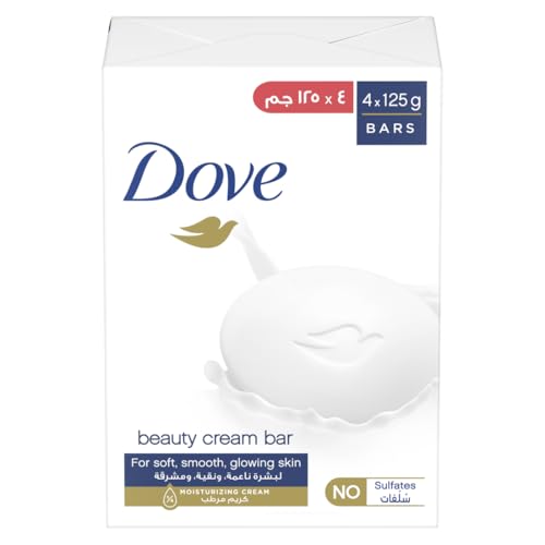 DOVE Moisturising Soap Bar Nourishing formula for all skin types Original With moisturising cream 125g (Pack of 4)